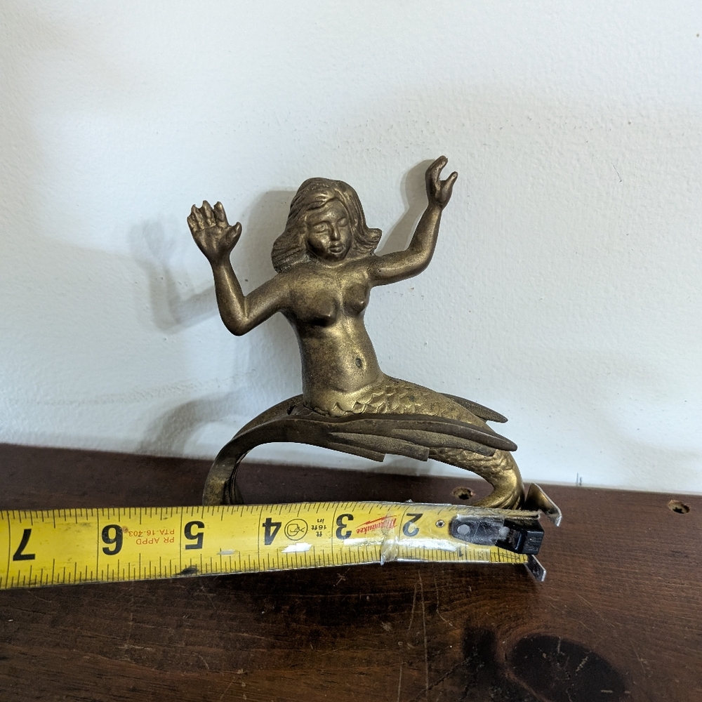 Brass Mermaid On A Wave Sculpture Decor Mid Century Modern MCM Art On Wave MCM - Picture 6 of 9